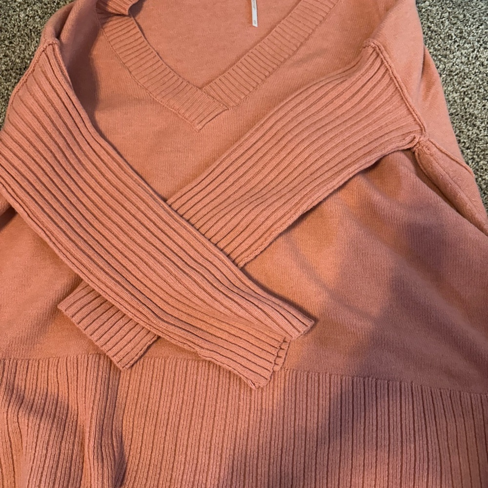 Free People Coral V-Neck Sweater